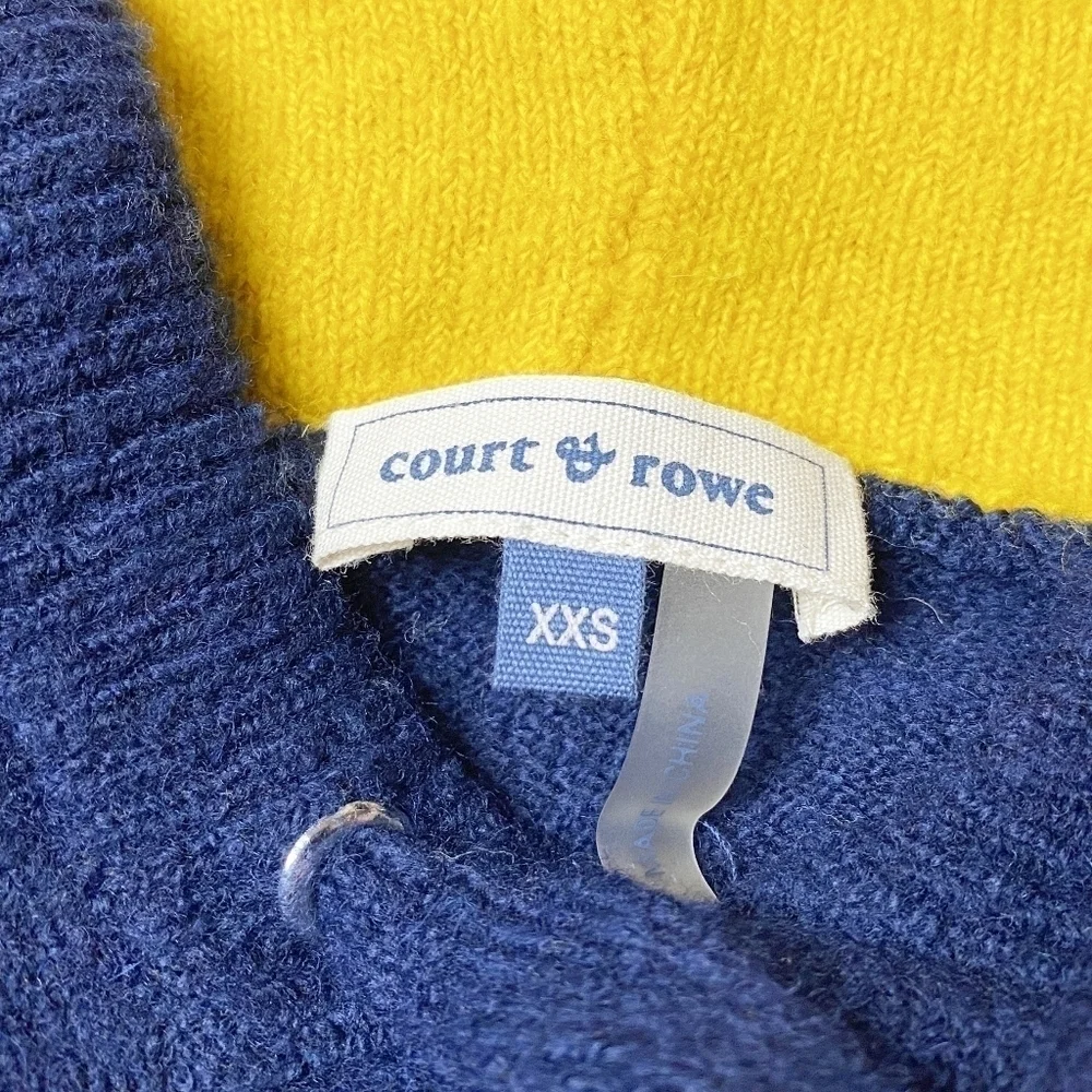 Court & Rowe hooded sweater new NWT cropped‎ navy yellow wool alpaca oversized